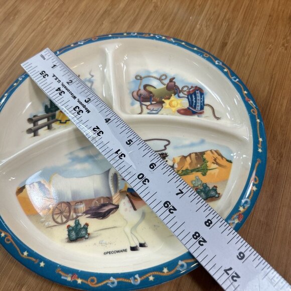 Peco Pecoware Melamine Western Themed Child's Divided Plate 8" diameter - Picture 3 of 8